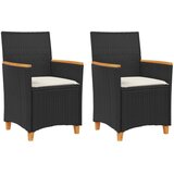  The living store vrtni stoli z blazinami 2 kosa črn poli ratan in trden les - vrtni stol, (21447169) | Shoptok.si