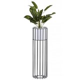 Metalna saksija LOFT 70x20 cm crna/bela Cene