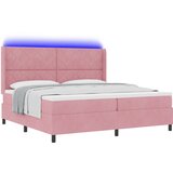 vidaXL Box Spring Postelja z Mattresom in LED Roza 200x200 cm Žamet, (22049439) | Shoptok.si