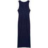 Trendyol Navy Blue Fitted Knitted Shiny Sequin Sequined Elegant Evening Dress | Shoptok.si