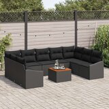 vidaXL set od 10 komada vrtnih sofa s jastučićima crni poli ratan akacija | shoptok.hr