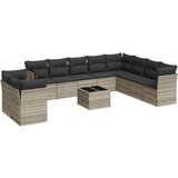 Maison Chic Seti vrtnega pohištva - Vrtna garnitura - Vrtni pohištvo set 11-delna z blazinami sv. siv poli ratan, (21816055) | Shoptok.si