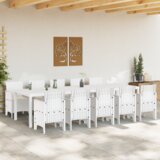  Komplet za jedilnico v vrtu 11 pcs Bela Poliratan in Jeklo | Shoptok.si