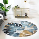 Mila Home modra pralna okrogla preproga ø 80 cm golden leaves – | Shoptok.si