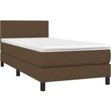 Box spring postelja z vzmetnico LED temno rjava 80x200 cm blago | Shoptok.si