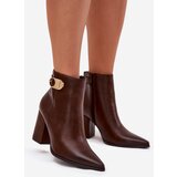 Boto Women’s heeled boots with gold detail chocolate Tharina | ePonuda.com