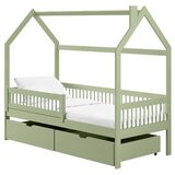  Drveni dječji krevet Oskar s ladicom - olive - 200x90 cm - Madrac PE pjena 8 cm-spužvasti madrac | shoptok.hr