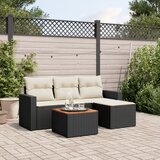 Maison Chic Seti vrtnega pohištva - Vrtna garnitura - Vrtni pohištvo set 5-delna z blazinami črn poli ratan, (21816637) | Shoptok.si