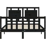  Kreveta s uzglavljem crni 4FT mali bračni masivno drvo | shoptok.hr