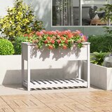 vidaXL Visoka greda s polico bela 111,5x54x81 cm trdna borovina | Shoptok.si