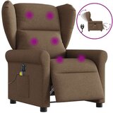 vidaXL Električni masažni naslanjač rjavo blago, (21824554) | Shoptok.si