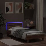  Okvir za krevet s uzglavljem i LED svjetlima boja smeđeg hrasta Smeđa 90 x 190 cm | shoptok.hr