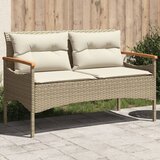vidaXL Vrtna klupa s jastucima 116 x 62 5 x 74 cm bež od poliratana | shoptok.hr