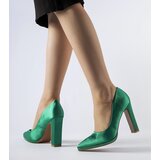 Gemre Green satin block heels Rivers | Shoptok.si
