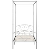 vidaXL Posteljni okvir z ogrodjem za baldahin bel kovinski 100x200 cm | Shoptok.si