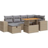 Maison Chic Seti vrtnega pohištva - Vrtna garnitura - Vrtni pohištvo set z blazinami 8-delna bež ratan/akacija, (21796299) | Shoptok.si