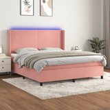 The Living Store Box spring postelja z vzmetnico LED roza 180x200 cm žamet - Box Spring Postelja, (21491149) Cene