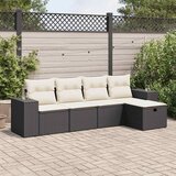 Maison Chic Seti vrtnega pohištva - Vrtna garnitura - Vrtni pohištvo set 5-delna z blazinami črn poli ratan, (21820052) | Shoptok.si