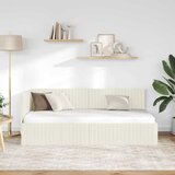  Kutni okvir kreveta s uzglavljem Krema 90 cm x 190 cm Baršun | shoptok.hr