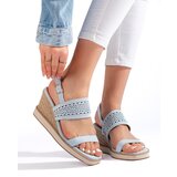 Shelvt Blue women's wedge sandals Cene