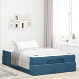 vidaXL Krevetna konstrukcija s madracem Plava 120 x 190 cm Baršun | shoptok.hr