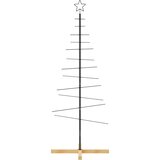  Metalno božićno drvce s drvenim stalkom crno 150 cm | shoptok.hr