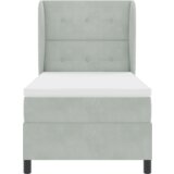 Box Spring Krevet s Madracem Svjetlosiva 90x190 cm Baršun | shoptok.hr
