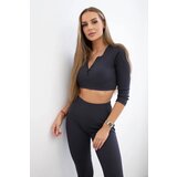 Kesi Ribbed crop top set made of graphite | shoptok.hr