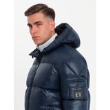 Ombre Warm men's puffer jacket with welts - navy blue | Eponuda.ba