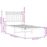  Metalni okvir za krevet s uzglavljem crni 80x200 cm | shoptok.hr
