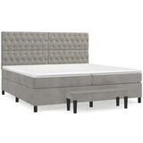  Box spring postelja z vzmetnico svetlo siva 200x200 cm žamet, (20851590) | Shoptok.si