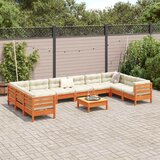  11-dijelni set vrtnih sofa s jastucima voštano smeđi borovine | shoptok.hr