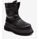 Kesi Women's snow boots with a thick sole with a zipper GOE black Cene
