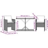  3-dijelni bistro set s jastucima bež od poliratana | shoptok.hr