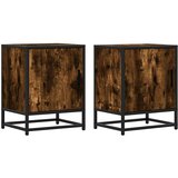 vidaXL Nočna omarica 2 kosa dimljen hrast 40x31x50 cm inž. les/kovina | Shoptok.si