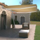 vidaXL Ročno zložljiva tenda z LED lučkami 500x350 cm rumena in bela Cene