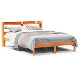  Okvir kreveta s uzglavljem voštano smeđi 135x190 cm od borovine | shoptok.hr