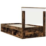  Okvir za krevet s uzglavljem Dimljeni hrast 90 x 190 cm | shoptok.hr