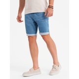 Ombre Men's denim shorts with rolled up leg - light blue | shoptok.hr
