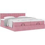 vidaXL Otomanski posteljni okvir z vzmetnicami roza 200x200cm žamet | Shoptok.si