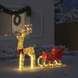vidaXL Božična dekoracija severni jelen in sani 100 LED-ov tople | Shoptok.si