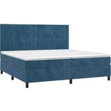  Box spring postelja z vzmetnico LED temno modra 200x200cm žamet | Shoptok.si