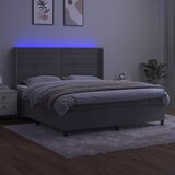  box spring s madracem LED svjetlosivi 180x200 cm baršun | shoptok.hr