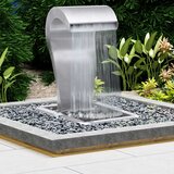 vidaXL Vrtni slap srebrn 52,4x34,2x82 cm iz nerjavečega jekla | Shoptok.si