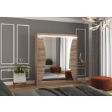 ADRK Drsna omara z ogledalom in LED osvetlitvijo CHARLOTTE, 180 cm - HRAST TARTUF | Shoptok.si