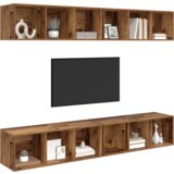 vidaXL TV Kabinet za Zid s policom 4 pcs Staro drvo 37 x 37 x 107.5 cm | shoptok.hr