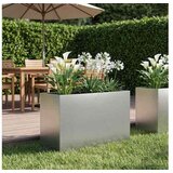 vidaXL Vrtna saksija Srebrna 80 x 30 x 40 cm Nehrđajući čelik - Nehrđajući čelik 80 x 30 x 40 cm 1 | shoptok.hr