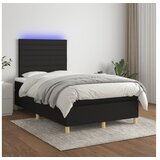  Box spring postelja z vzmetnico LED črna 120x200 cm blago | Shoptok.si