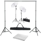 vidaXL komplet za fotografski studio z ozadjem, svetilkami in dežniki | Shoptok.si