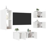 vidaXL 5-dijelni zidni TV elementi s LED bijeli od konstruiranog drva | shoptok.hr